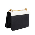 White/Black Saffiano Lux Chain Shoulder Bag