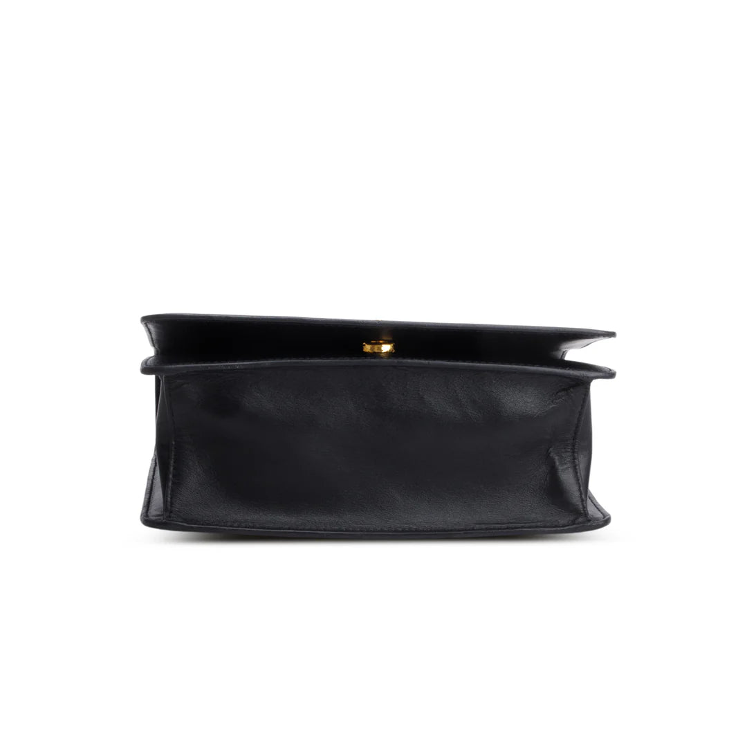 White/Black Saffiano Lux Chain Shoulder Bag