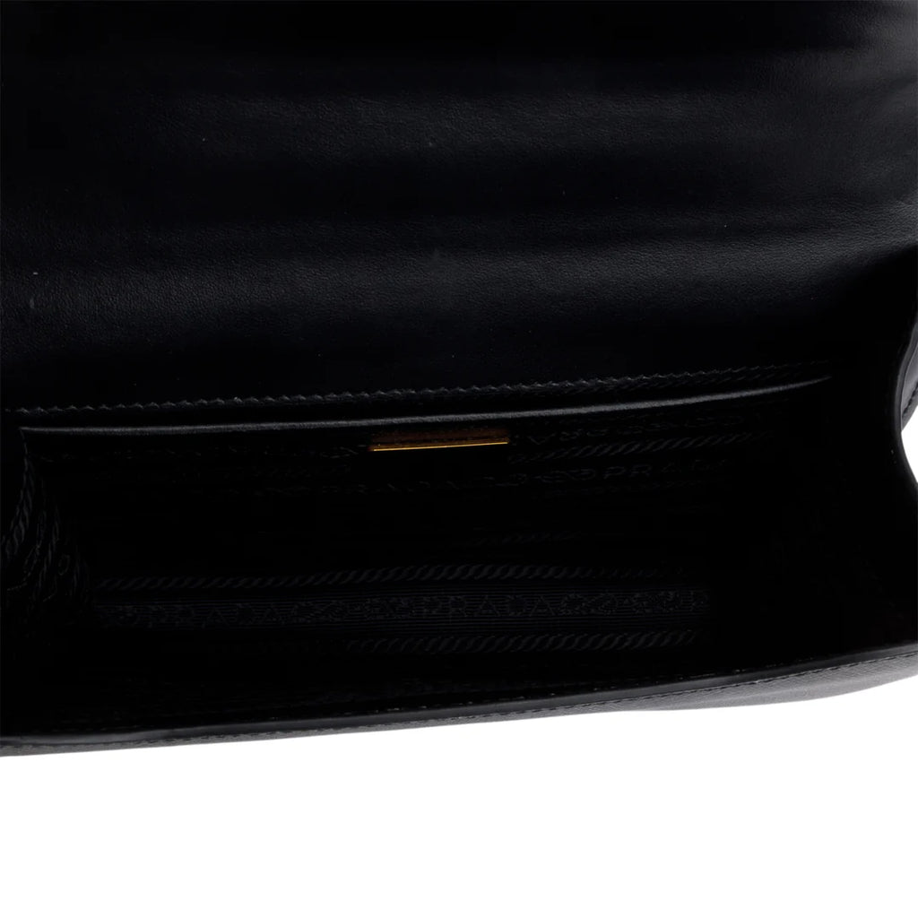 White/Black Saffiano Lux Chain Shoulder Bag