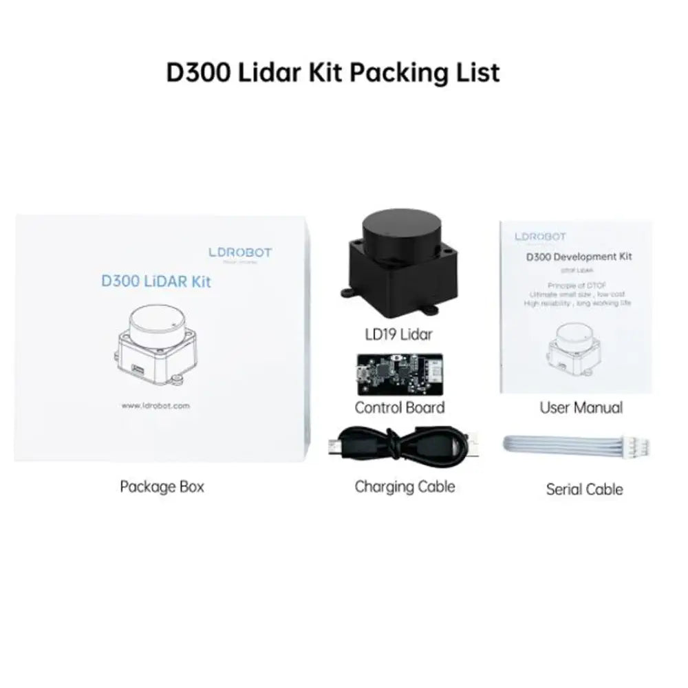 LD19 D500 LiDAR Developer Kit, 360 DToF Laser Scanner, Supports ROS1/2, Raspberry Pi & Jetson Nano