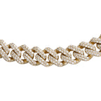 10k Yellow Gold 16.70 tcw. Pave Diamond Cuban Link Necklace