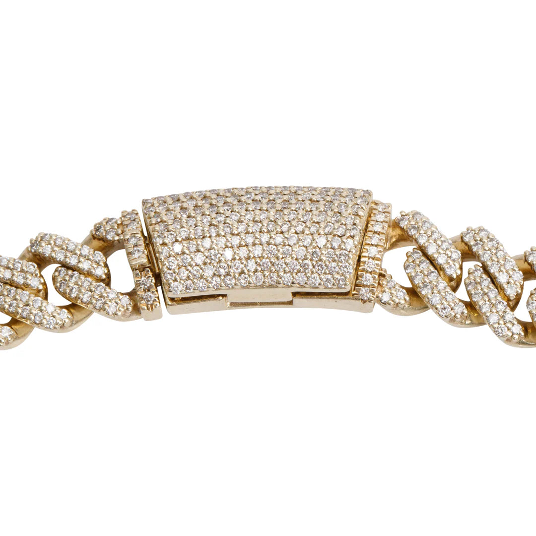 10k Yellow Gold 16.70 tcw. Pave Diamond Cuban Link Necklace