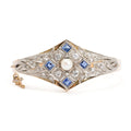 14k Gold Pearl, Sapphire &amp; Diamond Bracelet
