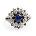 14k White Gold Blue Sapphire &amp; Diamond Cocktail Ring, Size 7.75