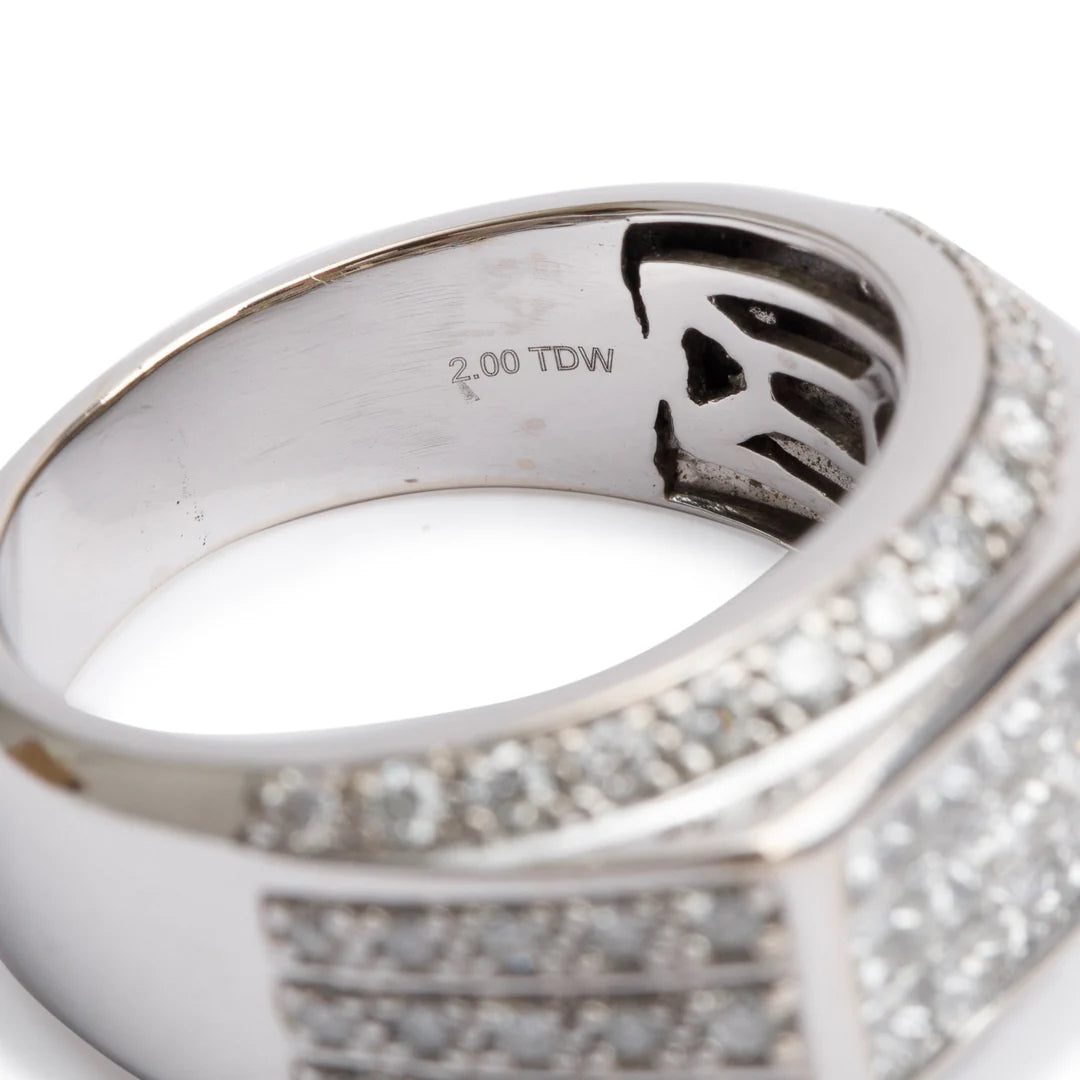 14k White Gold Diamond Cluster Ring, Size 9