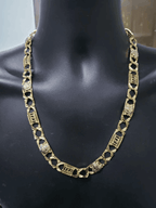 13mm 10k Yellow Gold Gourmette chain, Size: 18
