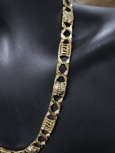 13mm 10k Yellow Gold Gourmette chain, Size: 18