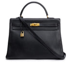 Black Noir Togo Kelly Retourne 35 w/ Strap