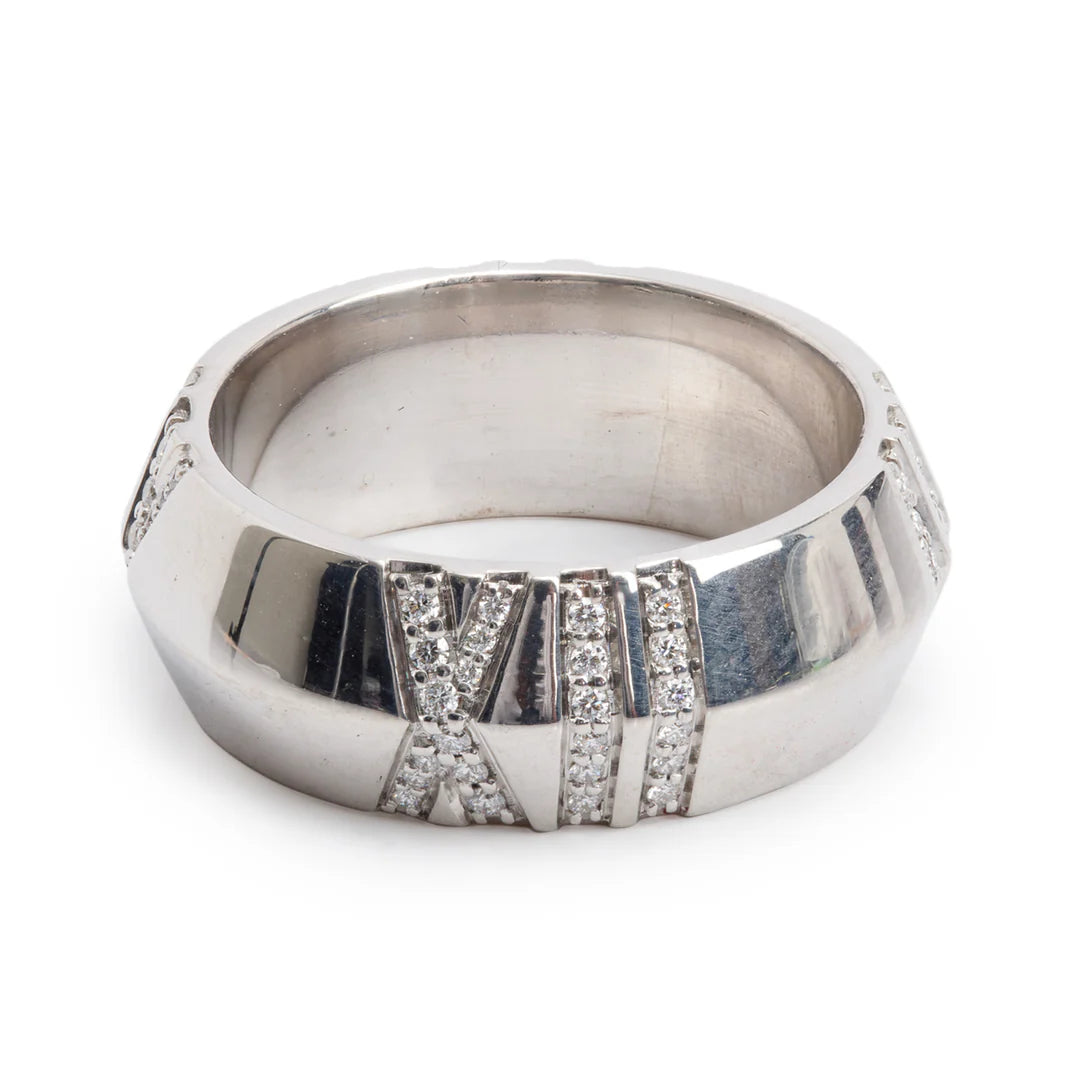 18k White Gold Diamond Atlas X Closed Wide Ring, Size 6 w/ Box