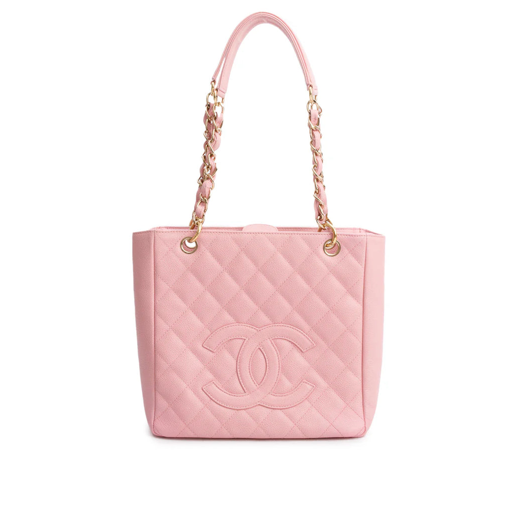 Pink Caviar Leather Petite Shopping Tote