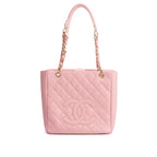 Pink Caviar Leather Petite Shopping Tote