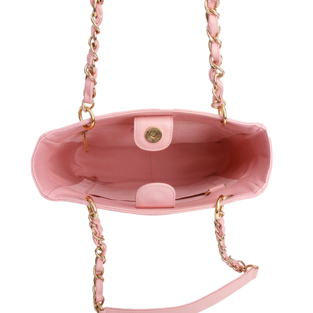Pink Caviar Leather Petite Shopping Tote