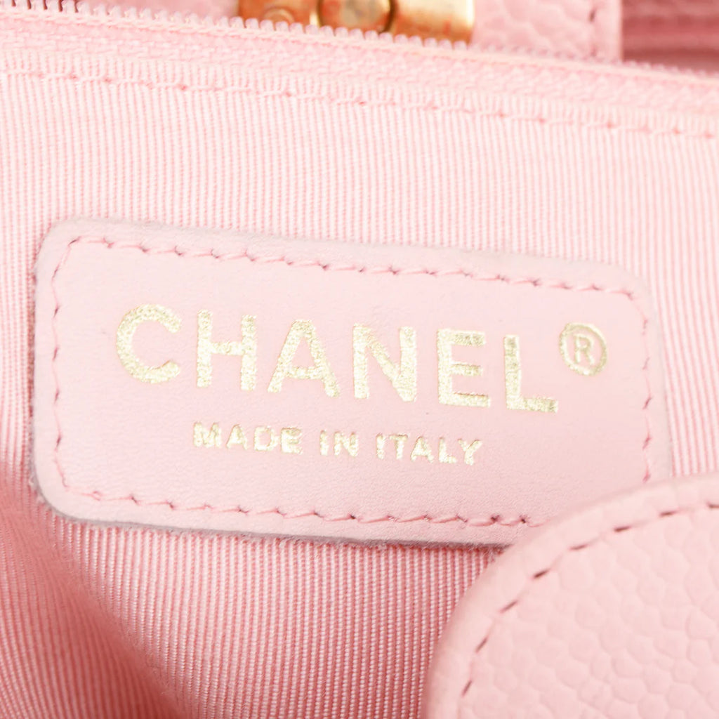 Pink Caviar Leather Petite Shopping Tote