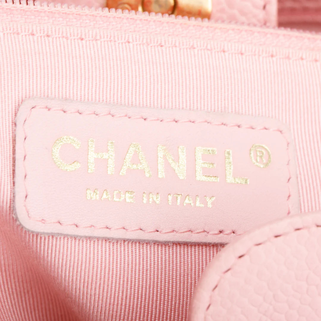Pink Caviar Leather Petite Shopping Tote