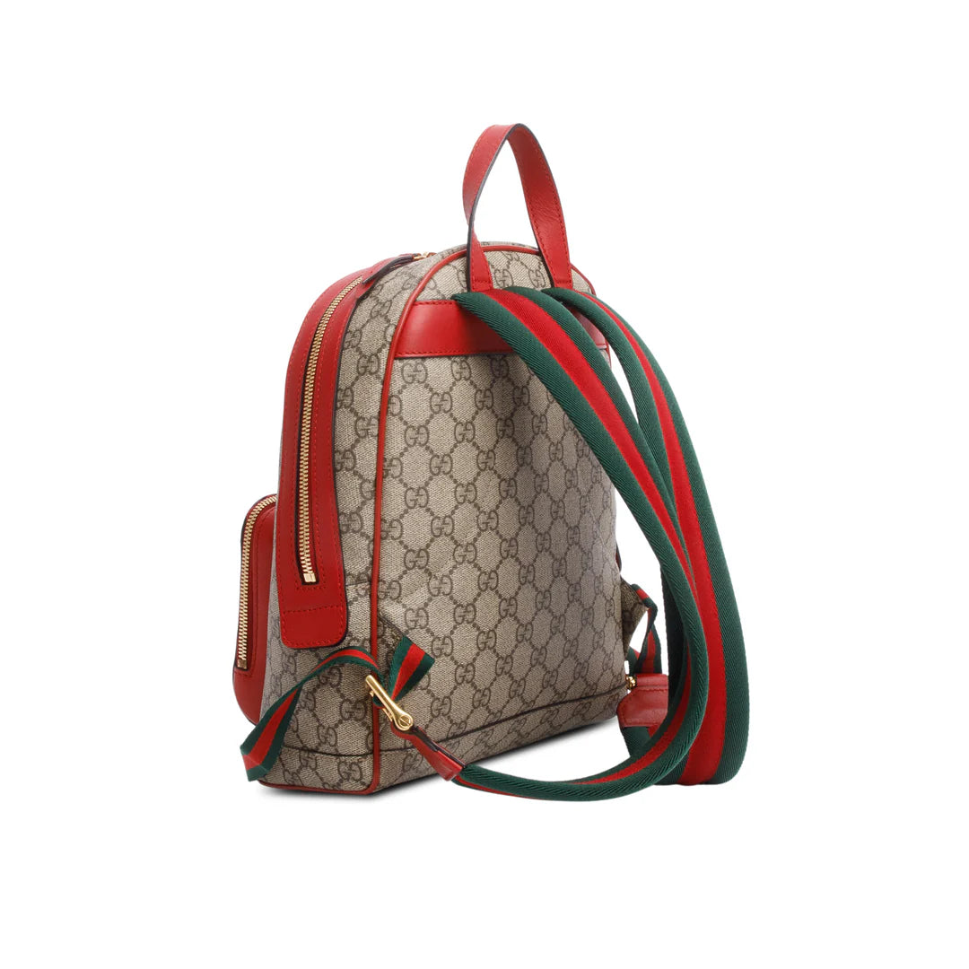 GG Supreme Monogram Web Kingsnake Heart Embroidered Small Day Backpack