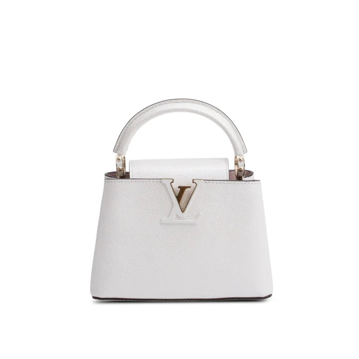 White Iridescent Python Capucines Mini