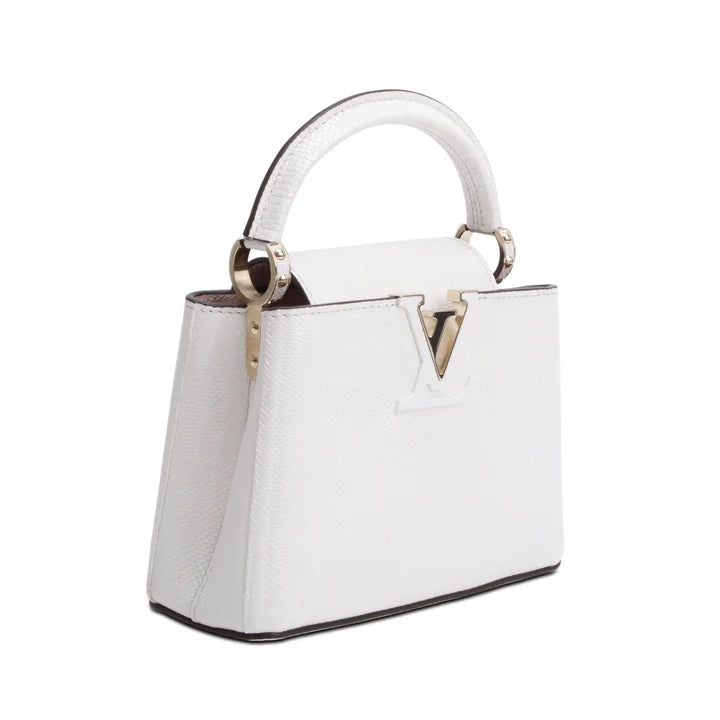 White Iridescent Python Capucines Mini