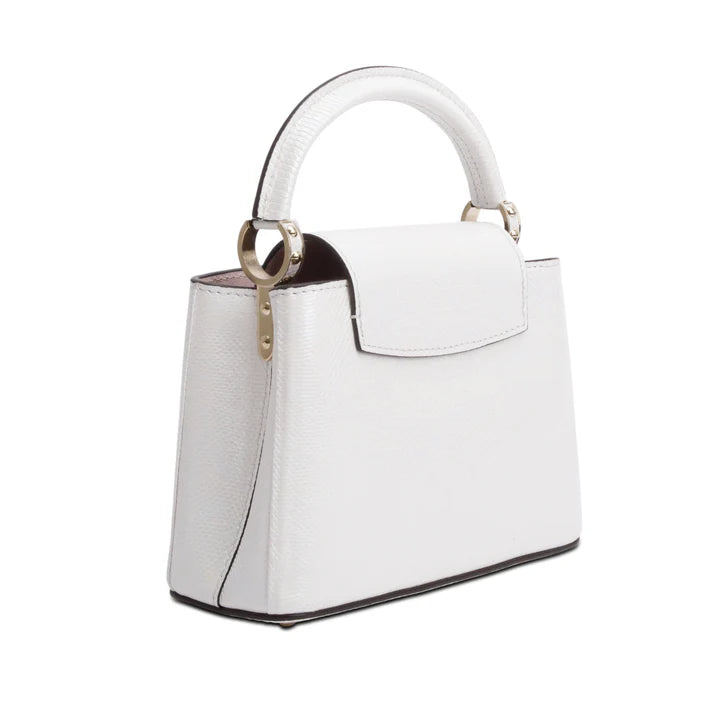 White Iridescent Python Capucines Mini