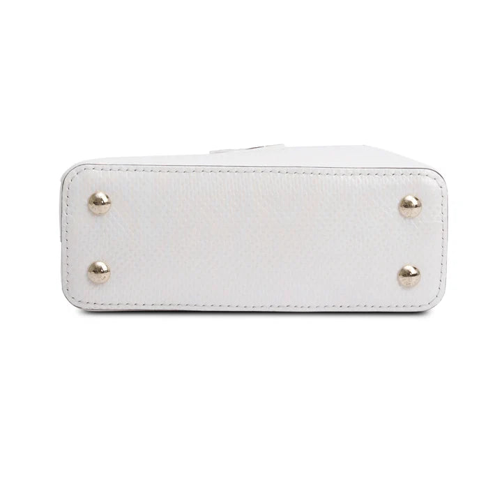 White Iridescent Python Capucines Mini