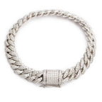 10k White Gold Pave Diamond Cuban Link Bracelet