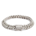 10k White Gold Pave Diamond Cuban Link Bracelet