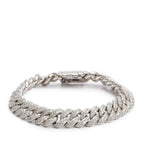 10k White Gold Pave Diamond Cuban Link Bracelet