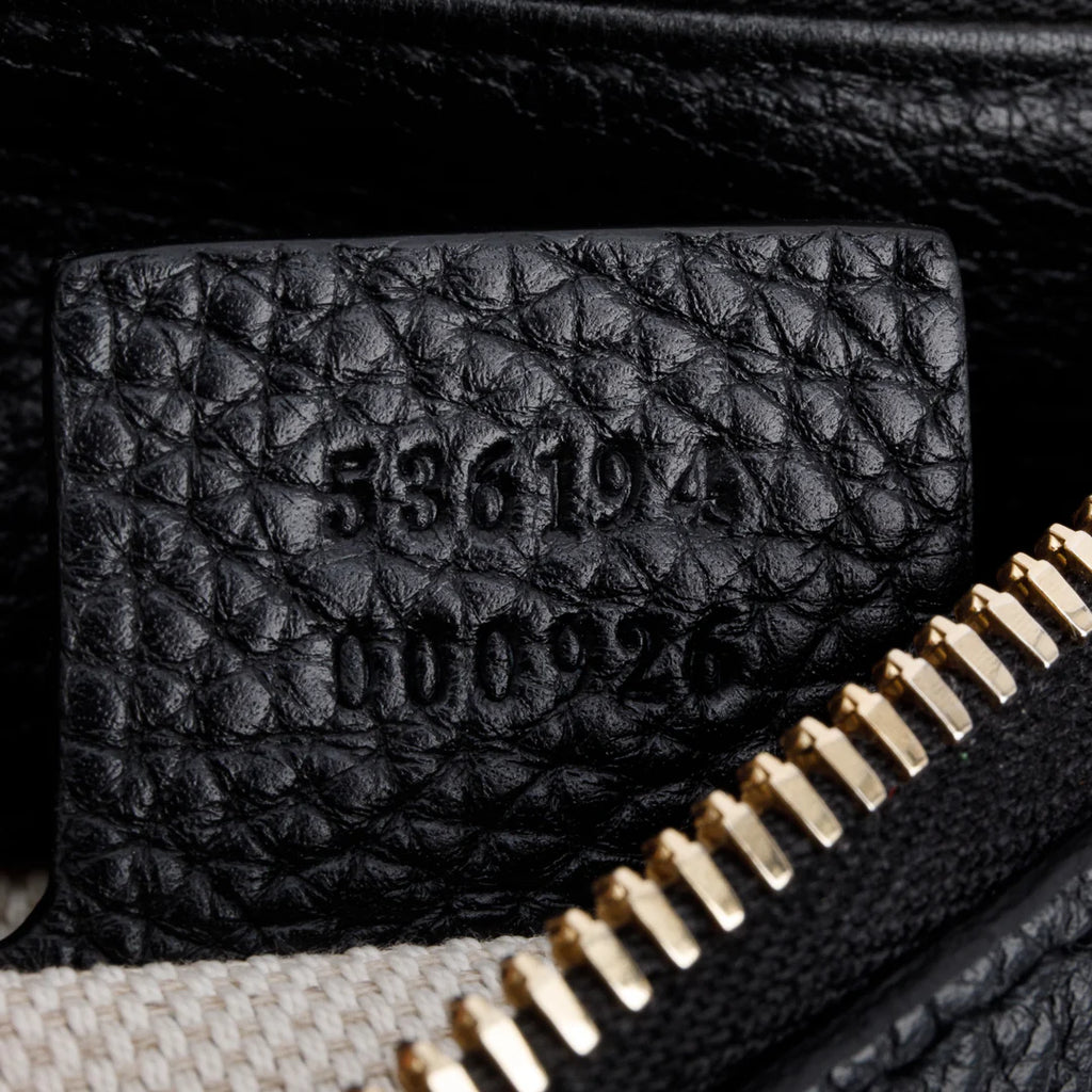 Black Pebbled Calfskin Leather Large Convertible Soho Hobo Bag w/ Strap