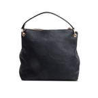 Black Pebbled Calfskin Leather Large Convertible Soho Hobo Bag w/ Strap