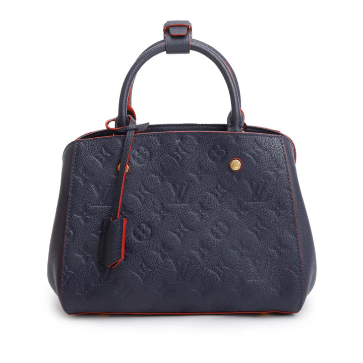 Navy Monogram Empreinte Leather Montaigne BB w/ Strap &amp; Box