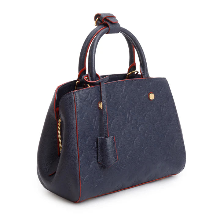 Navy Monogram Empreinte Leather Montaigne BB w/ Strap &amp; Box