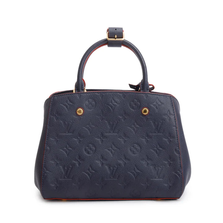 Navy Monogram Empreinte Leather Montaigne BB w/ Strap &amp; Box