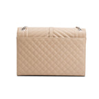 Beige Quilted Grain De Poudre Leather Large Envelope Chain Bag