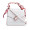Bvlgari White/Pink Serpenti Forever Top Handle w/ Box, Straps, &amp; Two Scarves