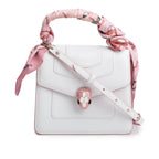 Bvlgari White/Pink Serpenti Forever Top Handle w/ Box, Straps, &amp; Two Scarves