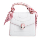 Bvlgari White/Pink Serpenti Forever Top Handle w/ Box, Straps, &amp; Two Scarves