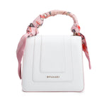 Bvlgari White/Pink Serpenti Forever Top Handle w/ Box, Straps, &amp; Two Scarves