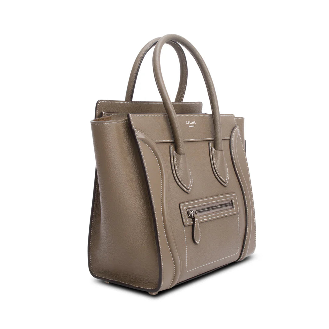 Taupe Calfskin Micro Luggage Tote
