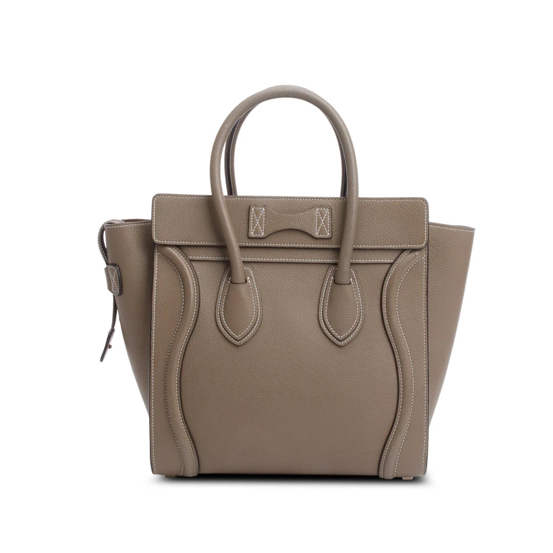 Taupe Calfskin Micro Luggage Tote