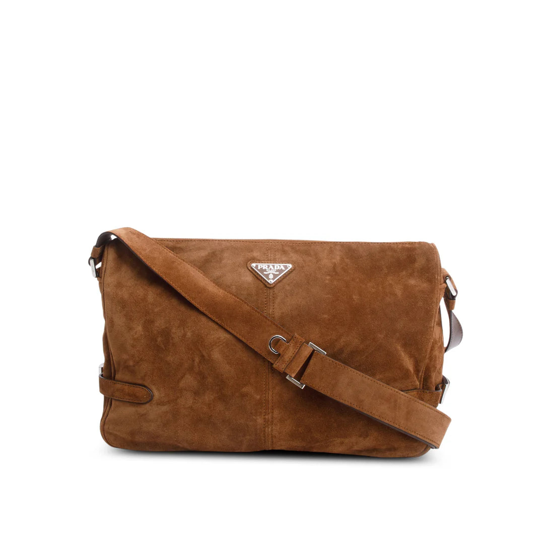 Brown Suede Messenger Bag