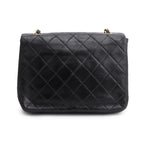 Vintage Black Lambskin Quilted Mini Square Flap Bag w/ Authenticity Card
