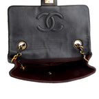 Vintage Black Lambskin Quilted Mini Square Flap Bag w/ Authenticity Card