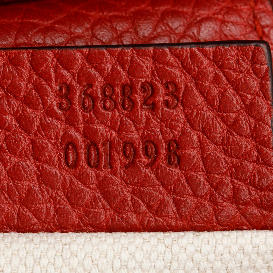 Red Calfskin Mini Bamboo Shopper Tote w/ Strap