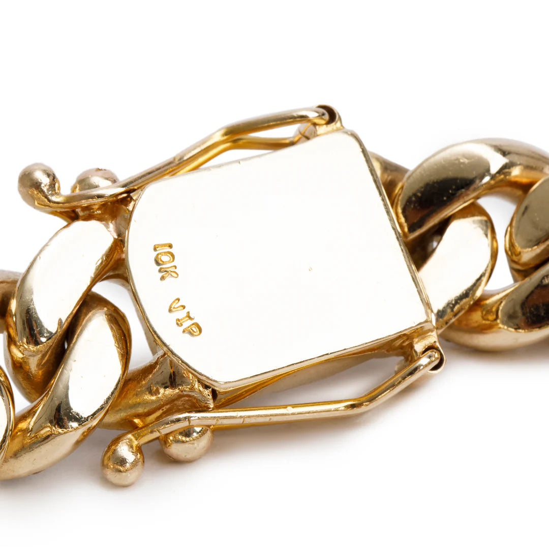 10k Yellow Gold Pave Diamond Cuban Link Bracelet