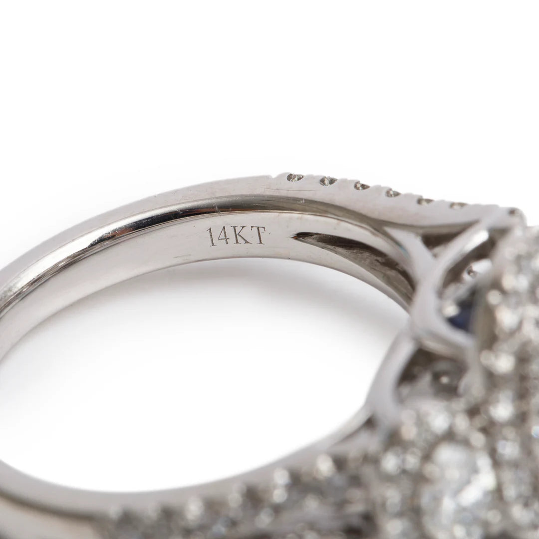 14k White Gold Love Oval Cut Diamond Engagement Ring, Size 6.5