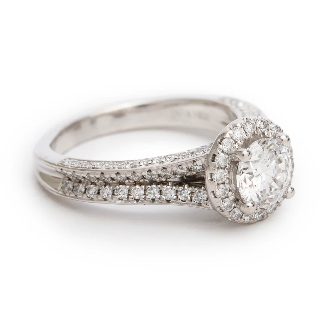 14k White Gold Love Diamond Engagement Ring, Size 6.75 w/ Box