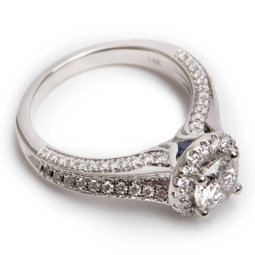 14k White Gold Love Diamond Engagement Ring, Size 6.75 w/ Box