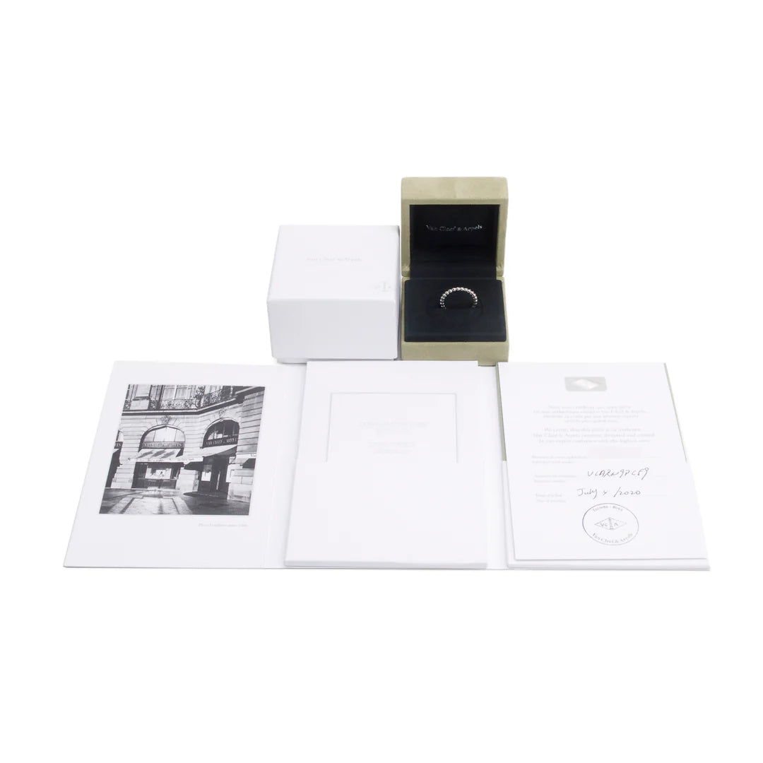 18k White Gold Perlee Pearls of Gold Ring, Medium Model Size 59 8.75 w/ Box &amp; Certificate