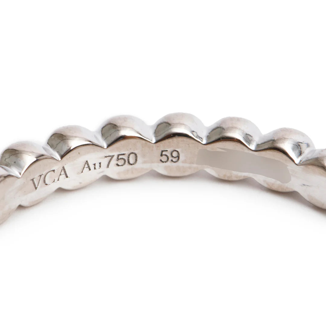 18k White Gold Perlee Pearls of Gold Ring, Medium Model Size 59 8.75 w/ Box &amp; Certificate