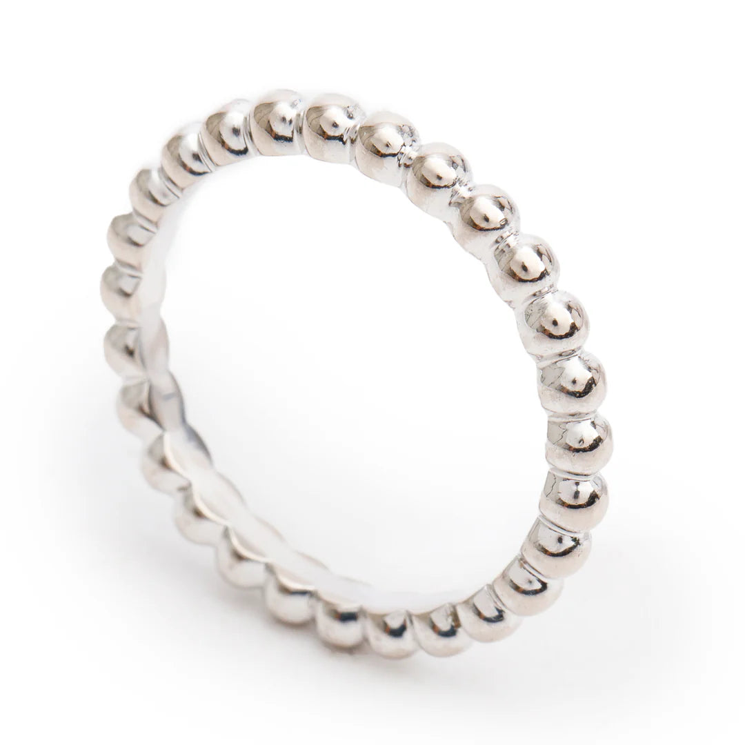 18k White Gold Perlee Pearls of Gold Ring, Medium Model Size 59 8.75 w/ Box &amp; Certificate