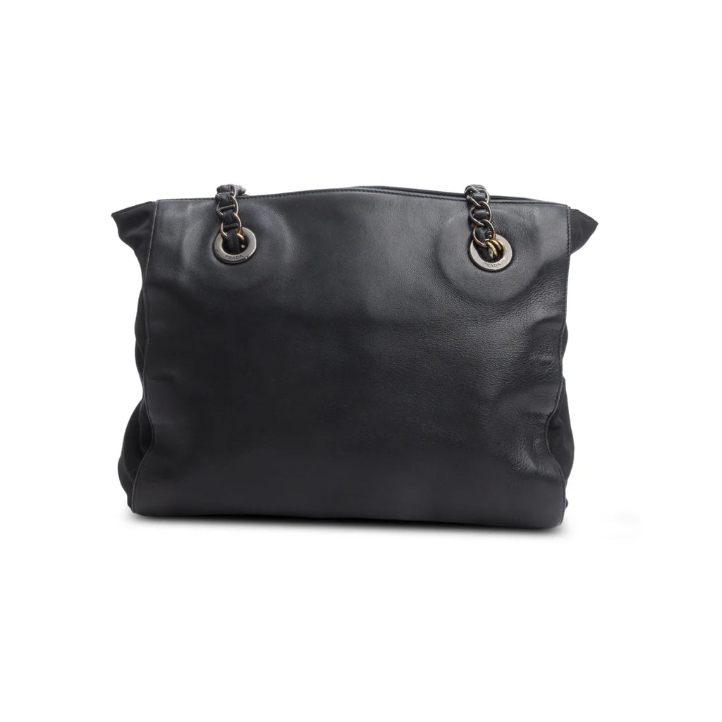 Black Nappa Leather &amp; Tessuto Nylon Catena Bag